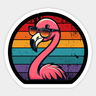 Cool Retro Flamingo in Sunglasses 70s 80s 90s Funny Flamingo Sticker